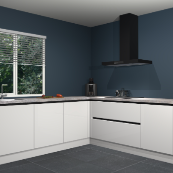 Zijdegrijze hoogglans greeploze keuken Letland 32520