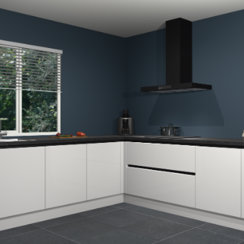 Zijdegrijze hoogglans greeploze keuken Letland 32526