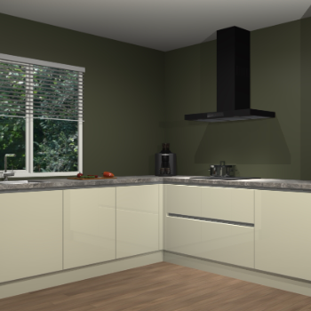 Magnolia hoogglans greeploze keuken Letland 32548