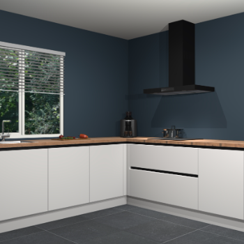 Zijdegrijze greeploze keuken Letland 32665