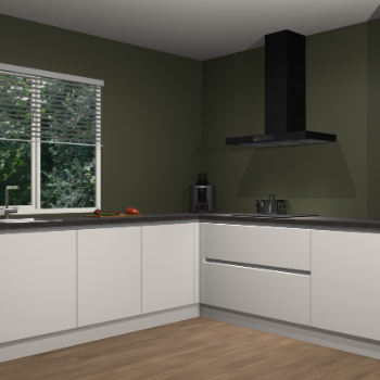 Zijdegrijze greeploze keuken Letland 32674