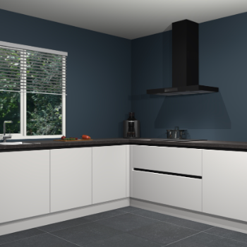 Zijdegrijze greeploze keuken Letland 32677