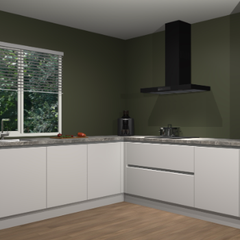 Zijdegrijze greeploze keuken Letland 32680