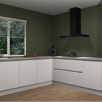 Zijdegrijze greeploze keuken Letland 32686