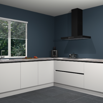 Zijdegrijze greeploze keuken Letland 32689