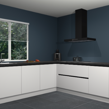 Zijdegrijze greeploze keuken Letland 32695