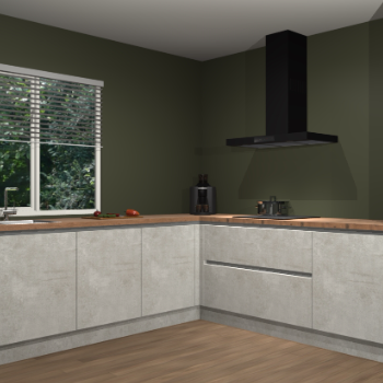 Beton opaal greeploze keuken Letland 32872