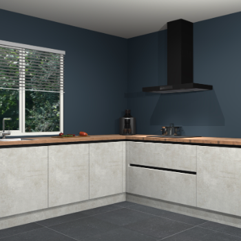 Beton opaal greeploze keuken Letland 32875