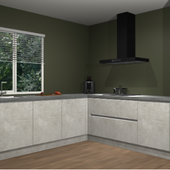 Beton opaal greeploze keuken Letland 32878