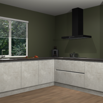 Beton opaal greeploze keuken Letland 32884