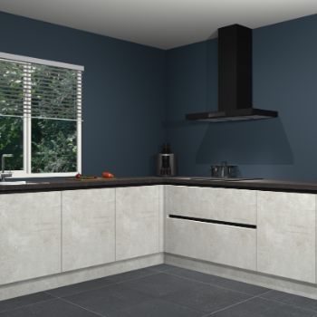 Beton opaal greeploze keuken Letland 32887