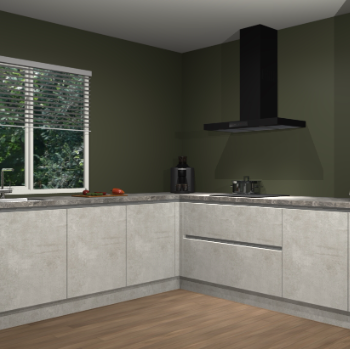 Beton opaal greeploze keuken Letland 32890