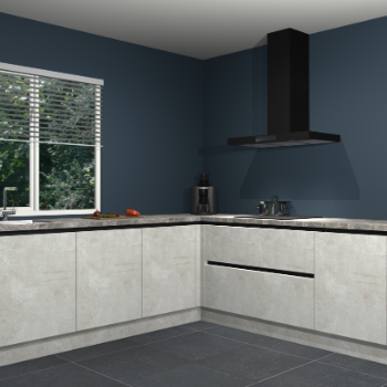 Beton opaal greeploze keuken Letland 32893