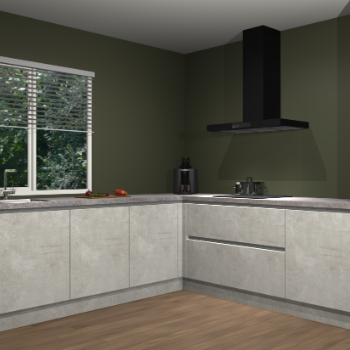 Beton opaal greeploze keuken Letland 32896