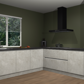 Beton opaal greeploze keuken Letland 32902