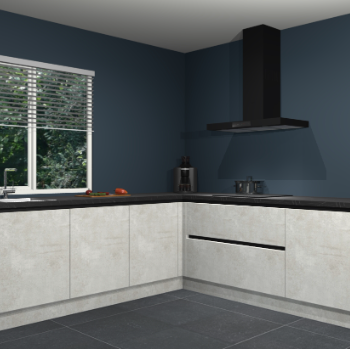 Beton opaal greeploze keuken Letland 32905