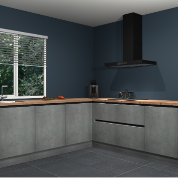 Beton parelgrijs greeploze keuken Letland 32914