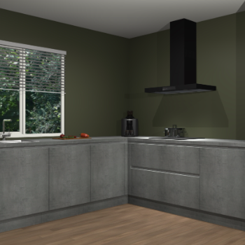 Beton parelgrijs greeploze keuken Letland 32917