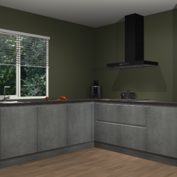 Beton parelgrijs greeploze keuken Letland 32923