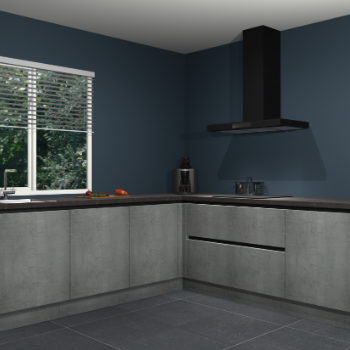 Beton parelgrijs greeploze keuken Letland 32926