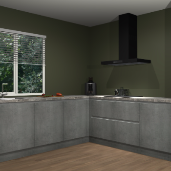 Beton parelgrijs greeploze keuken Letland 32929