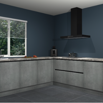 Beton parelgrijs greeploze keuken Letland 32932