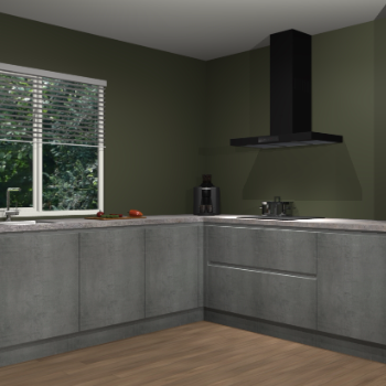 Beton parelgrijs greeploze keuken Letland 32935