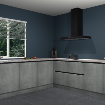 Beton parelgrijs greeploze keuken Letland 32938