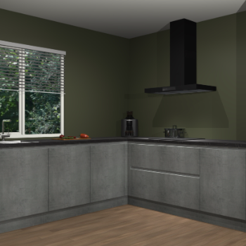 Beton parelgrijs greeploze keuken Letland 32941