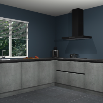 Beton parelgrijs greeploze keuken Letland 32944