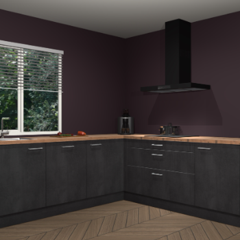 Beton zwarte keuken Letland 32990