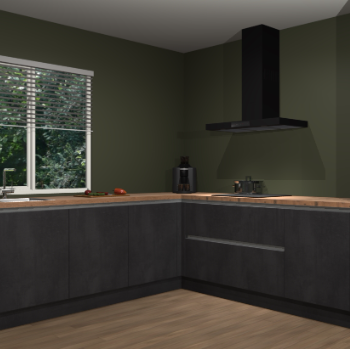 Beton zwarte greeploze keuken Letland 32991