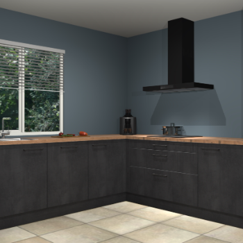 Beton zwarte keuken Letland 32992