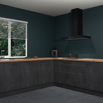 Beton zwarte keuken Letland 32993