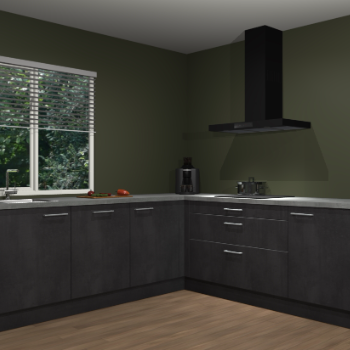 Beton zwarte keuken Letland 32996