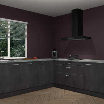 Beton zwarte keuken Letland 32997