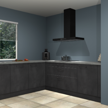 Beton zwarte keuken Letland 32999