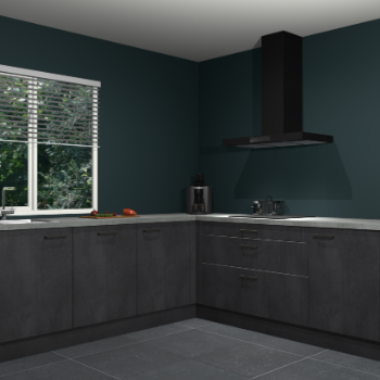 Beton zwarte keuken Letland 33000