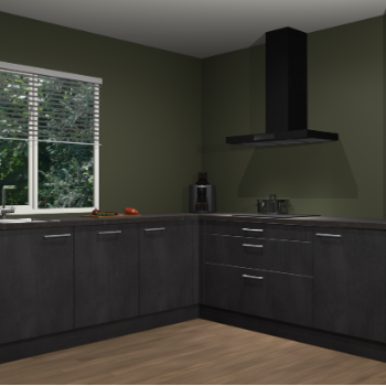 Beton zwarte keuken Letland 33002