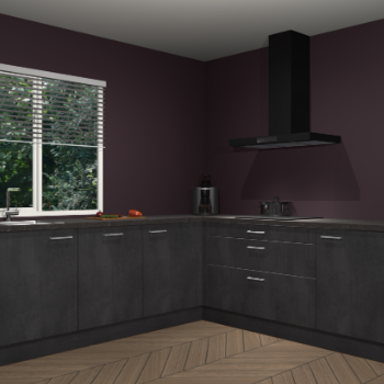 Beton zwarte keuken Letland 33003