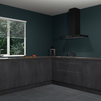 Beton zwarte keuken Letland 33006