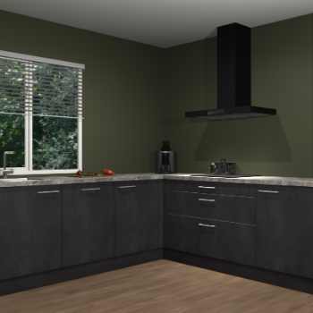 Beton zwarte keuken Letland 33008