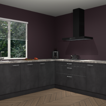 Beton zwarte keuken Letland 33009