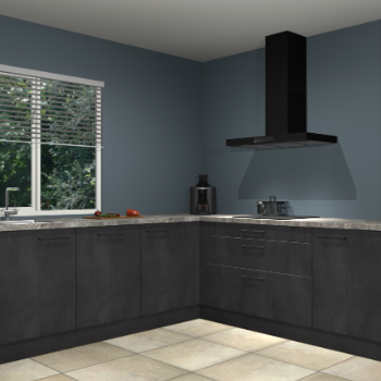 Beton zwarte keuken Letland 33011