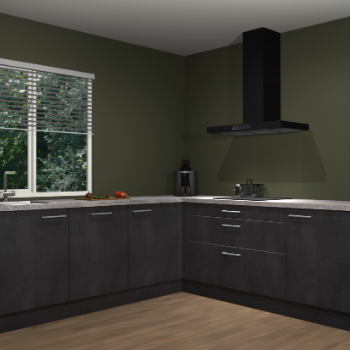 Beton zwarte keuken Letland 33014