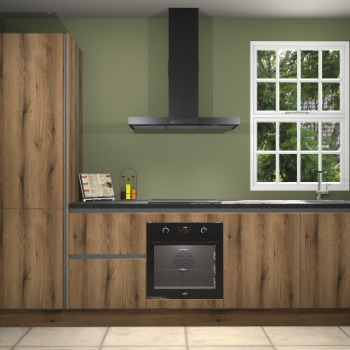 Gouden eiken greeploze keuken Bangladesh 34111