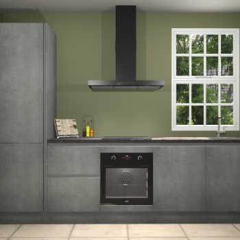 Beton parelgrijze greeploze keuken Bangladesh 34575