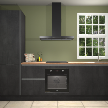 Beton zwarte greeploze keuken Bangladesh 34655