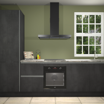 Beton zwarte greeploze keuken Bangladesh 34674