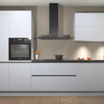 Sneeuwwitte hoogglans greeploze keuken Parijs 21326